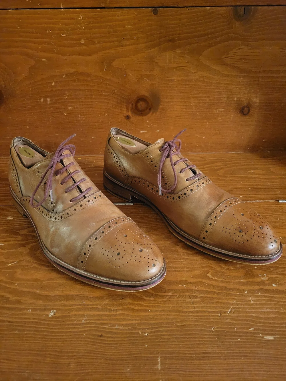 Men's Johnston & Murphy Conard Tan Leather Brogue Oxford Dress Shoes